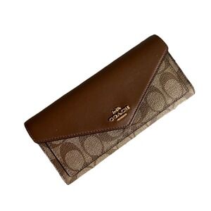 Coach Signature Flap Envelope Wallet Brown